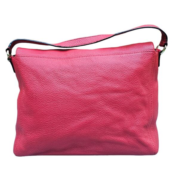 Foldover Flap Bag Kate Spade Highland Place Maria Purse Red Pebbled Leather Gold - Picture 3 of 13